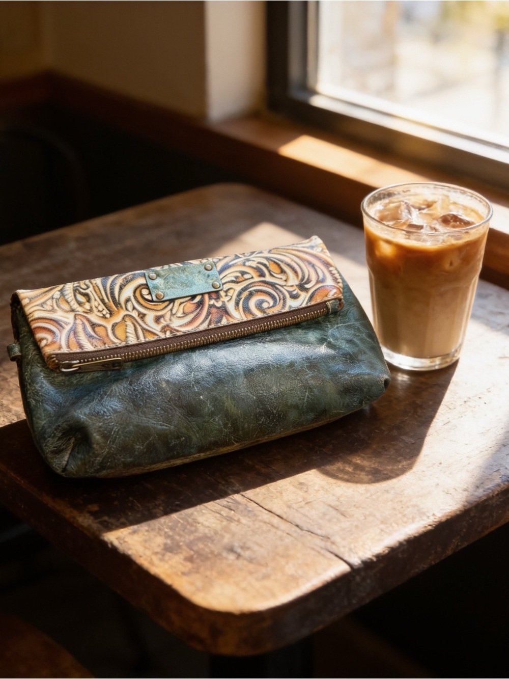 Samantha Brown Leather Embossed Clutch